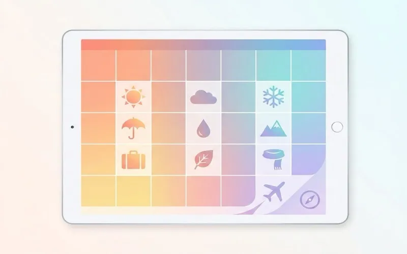 Best time to visit illustration showing calendar with weather icons