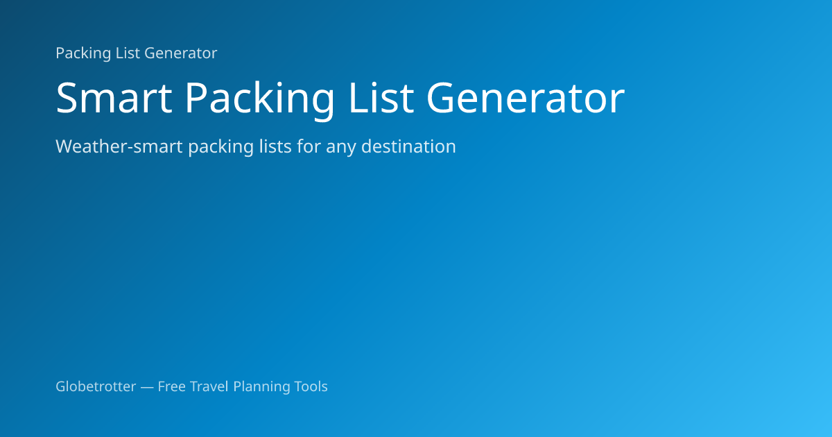 Smart Packing List Generator | Globetrotter